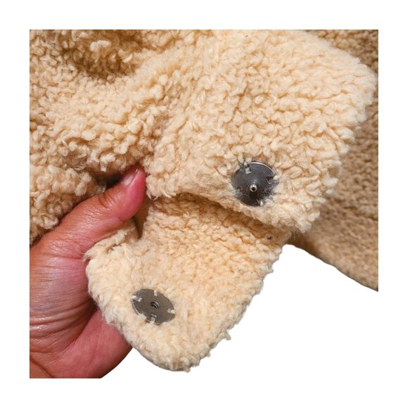 & OTHER STORIES Faux Shearling Teddy Jacket Sz 8 Beige Neutral Tan - Picture 7 of 8